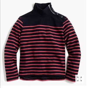 J. CREW Button Shoulder Striped Turtleneck Top
